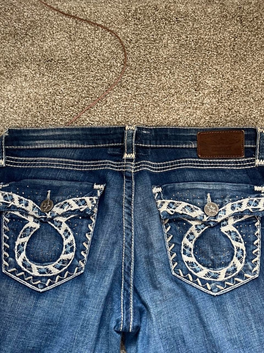 Vintage Y2K Big Star Women's Blue Bootcut Jeans with Embroidered Pockets - Picture 7 of 8
